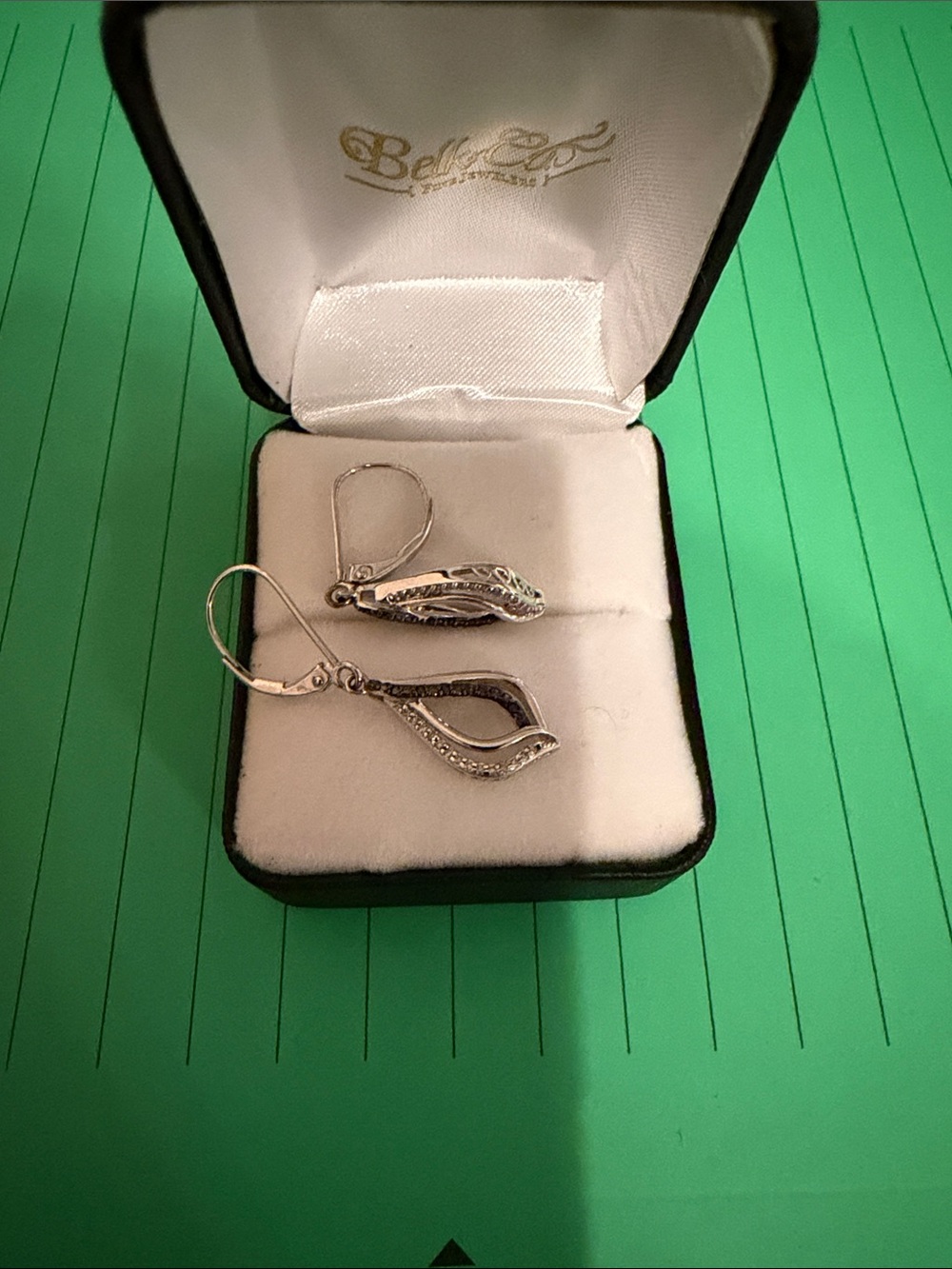 belk Silver Teardrop Dangle Earrings with Crystal Accents